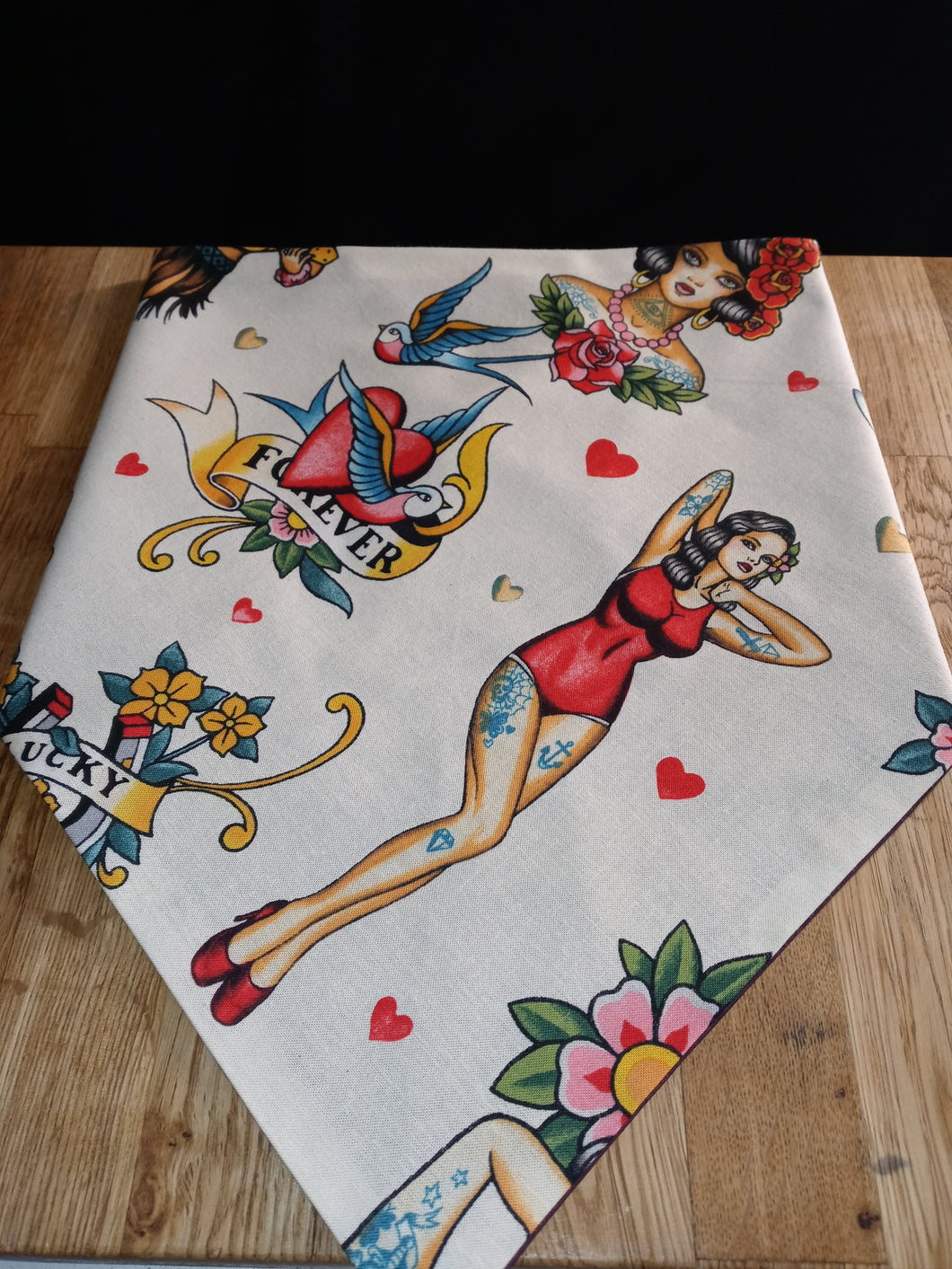 Sailor Jerry tattooed woman XL dogs bandana