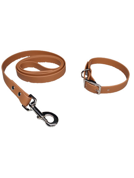 Fall colors biothane leash and collar set 3/4in tan xsmall to large size