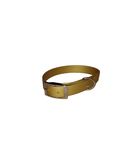 Biothane collar 1in wide solid gold color small to xxl