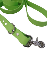 Load image into Gallery viewer, Lime green biothane 6ft leash 1in wide strap fancy tiger clasp swivel hook

