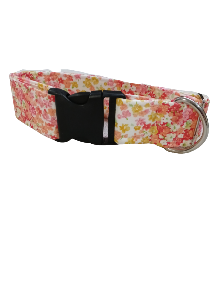 Pink yellow summer floral xl 2in wide collar